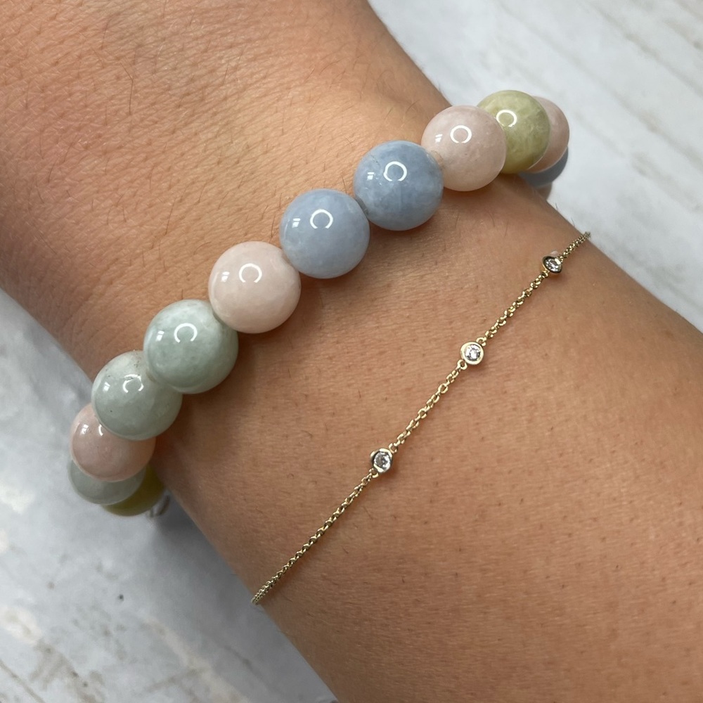 Rainbow Morganite Beaded Bracelet